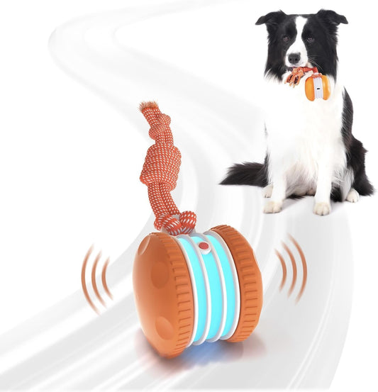 Random Path Electric Rolling Dog Toy with Rope, Motion-Activated for Small/Medium Dogs, Boredom Relief