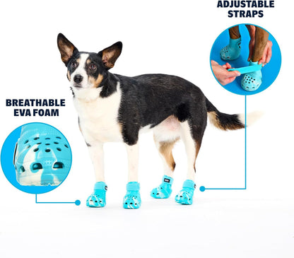 Dog Shoes – Set of 4 Glow-in-The-Dark Dog Booties with EVA Foam, Adjustable Strap & Non-Slip Sole – Comfortable Paw Protection for Medium Breeds (26-50 lbs)