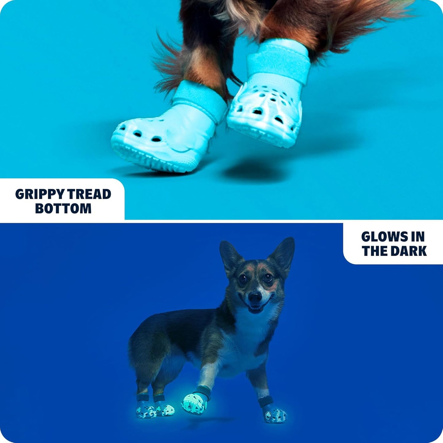Dog Shoes – Set of 4 Glow-in-The-Dark Dog Booties with EVA Foam, Adjustable Strap & Non-Slip Sole – Comfortable Paw Protection for Medium Breeds (26-50 lbs)