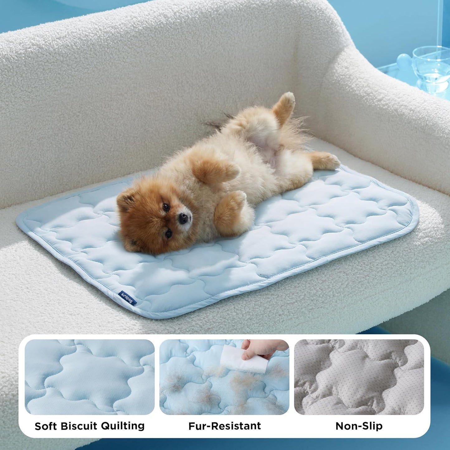 Cooling Dog Mat Extra Large,Thin Breathable Cold Crate Pad for Pet, Portable Washable Kennel Bed for Summer Active Dog with Chill Soothing Fabric to Rapid Cooling, 41x28In