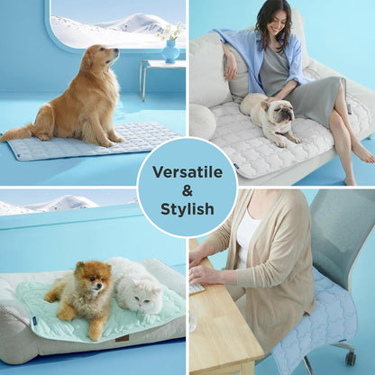 Cooling Dog Mat Extra Large,Thin Breathable Cold Crate Pad for Pet, Portable Washable Kennel Bed for Summer Active Dog with Chill Soothing Fabric to Rapid Cooling, 41x28In