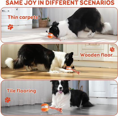 Random Path Electric Rolling Dog Toy with Rope, Motion-Activated for Small/Medium Dogs, Boredom Relief