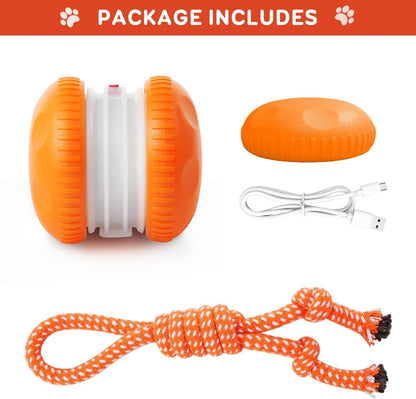 Random Path Electric Rolling Dog Toy with Rope, Motion-Activated for Small/Medium Dogs, Boredom Relief