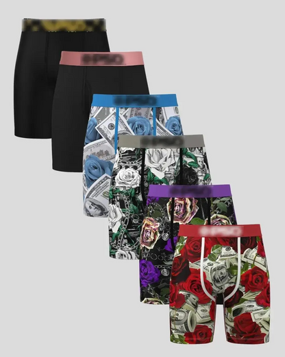 2026 Men's Graphic Long Leg Boxer Briefs | Soft Stretch Fabric | Breathable Comfort | Anti-Chafing Fit | Everyday Performance Underwear