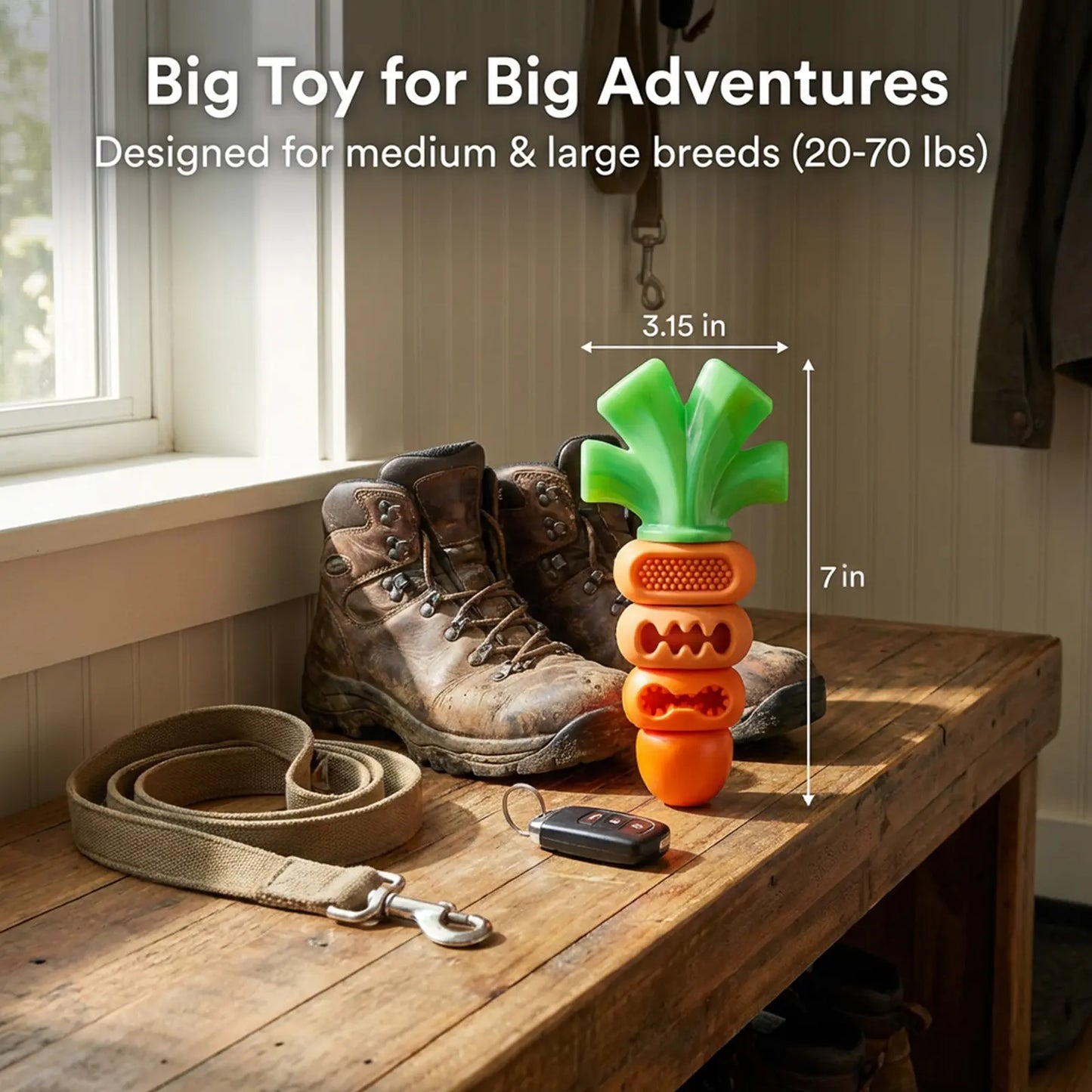 Aggressive Chewer Dog Toys, Durable Carrot Leaf Design for Teeth Cleaning & Mental Stimulation