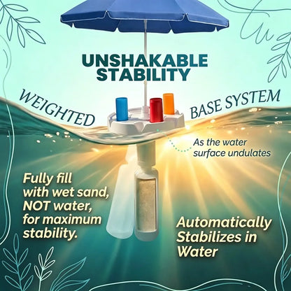Floating Pool Umbrella with Bar and Base,Portable Pool Bar Table Umbrellas with CupHolder & Phone Stand, Floating PoolsideShade, Included Easy Carry Bag