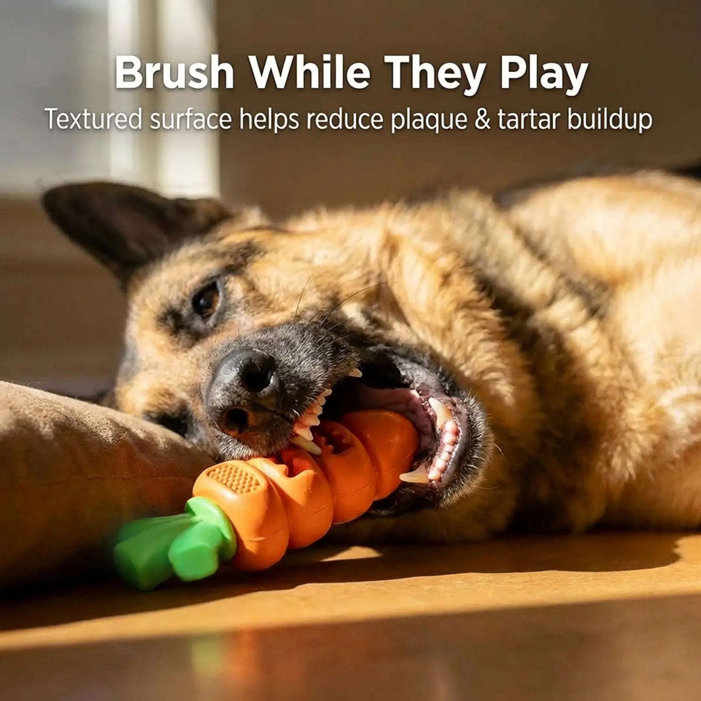 Aggressive Chewer Dog Toys, Durable Carrot Leaf Design for Teeth Cleaning & Mental Stimulation