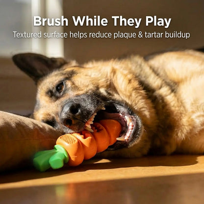 Aggressive Chewer Dog Toys, Durable Carrot Leaf Design for Teeth Cleaning & Mental Stimulation