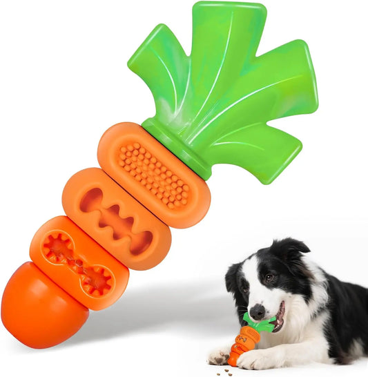 Aggressive Chewer Dog Toys, Durable Carrot Leaf Design for Teeth Cleaning & Mental Stimulation