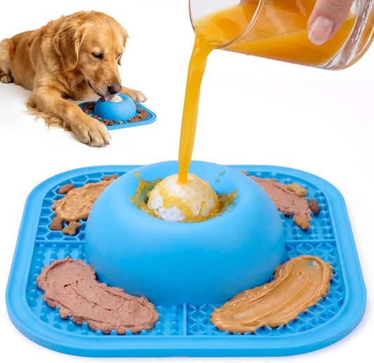 Anti-Slip Slow Feeder Lick Bowl with Rolling Ball, 5/6 Cup for Dogs & Cats