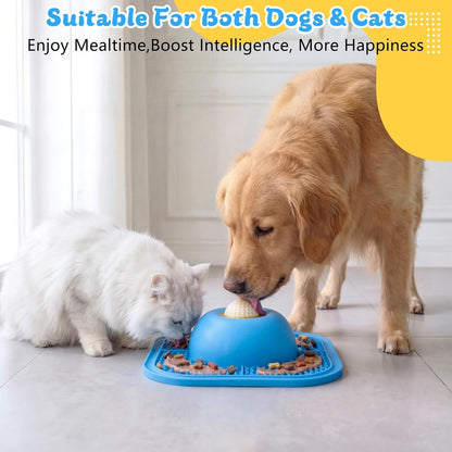 Anti-Slip Slow Feeder Lick Bowl with Rolling Ball, 5/6 Cup for Dogs & Cats