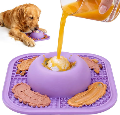 Anti-Slip Slow Feeder Lick Bowl with Rolling Ball, 5/6 Cup for Dogs & Cats