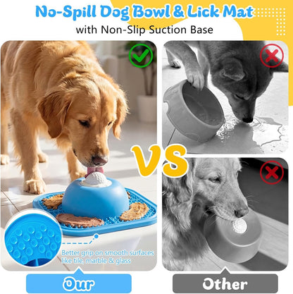 Anti-Slip Slow Feeder Lick Bowl with Rolling Ball, 5/6 Cup for Dogs & Cats