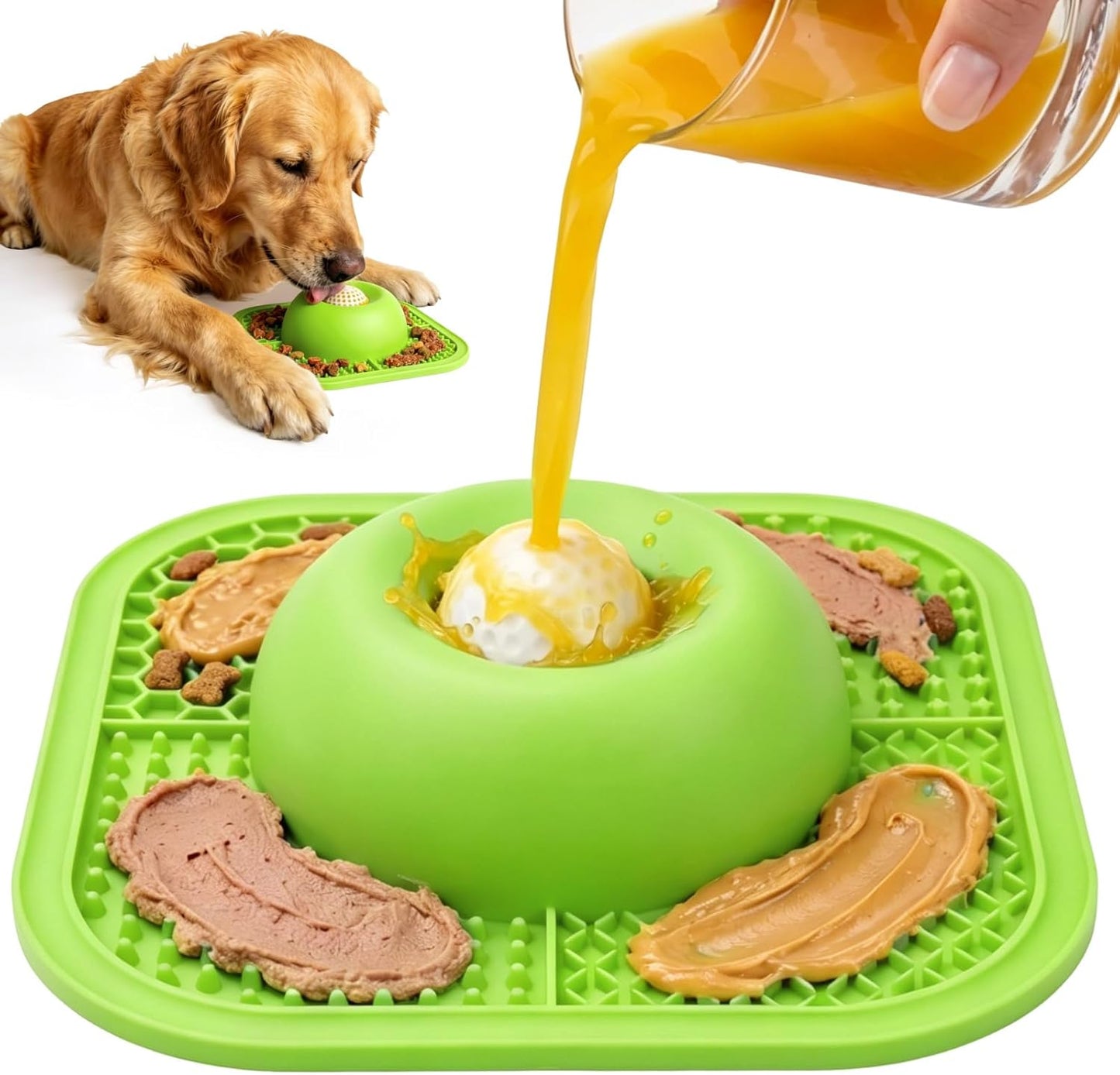 Anti-Slip Slow Feeder Lick Bowl with Rolling Ball, 5/6 Cup for Dogs & Cats