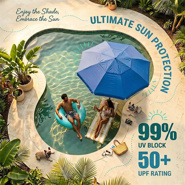 Floating Pool Umbrella with Bar and Base,Portable Pool Bar Table Umbrellas with CupHolder & Phone Stand, Floating PoolsideShade, Included Easy Carry Bag