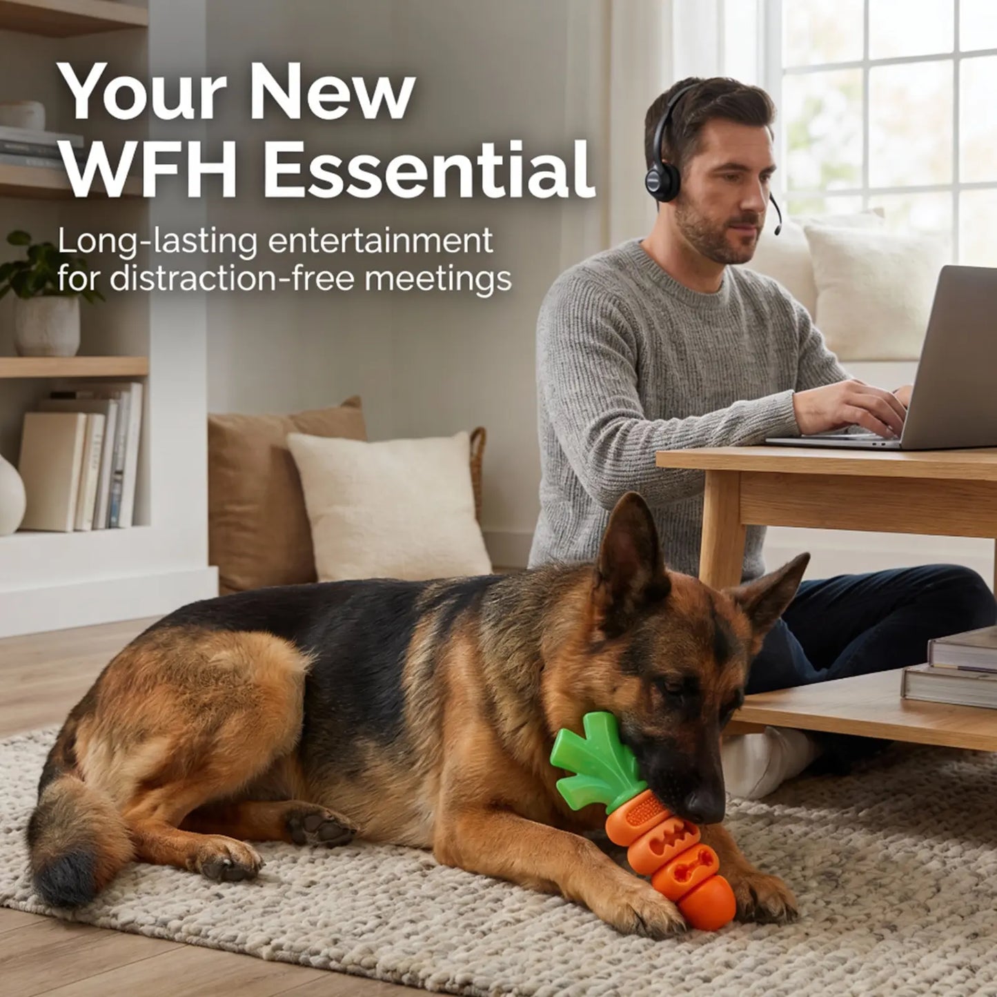 Aggressive Chewer Dog Toys, Durable Carrot Leaf Design for Teeth Cleaning & Mental Stimulation