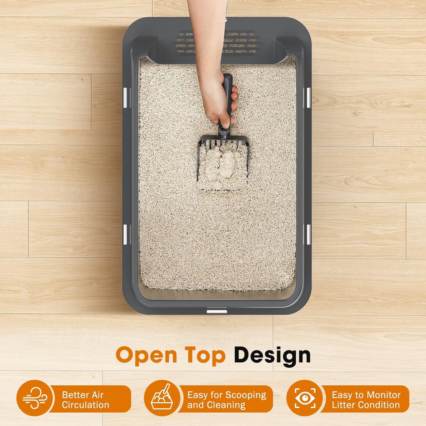 2-Pack Stainless Steel Cat Litter Box – Extra Large for Big Cats, XL Metal Pan with Lid and High Sides, Leak-Proof, Non-Stick, Includes Scoop