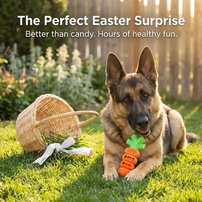 Aggressive Chewer Dog Toys, Durable Carrot Leaf Design for Teeth Cleaning & Mental Stimulation