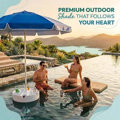 Floating Pool Umbrella with Bar and Base,Portable Pool Bar Table Umbrellas with CupHolder & Phone Stand, Floating PoolsideShade, Included Easy Carry Bag