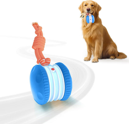 Random Path Electric Rolling Dog Toy with Rope, Motion-Activated for Small/Medium Dogs, Boredom Relief