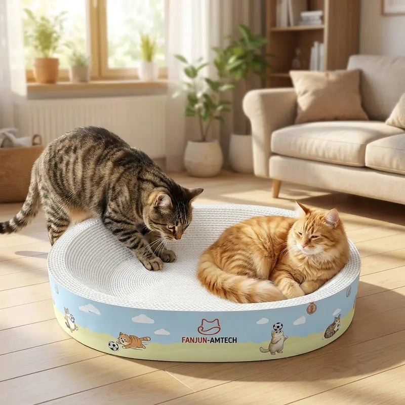 2-in-1Cartoon cat scratcher bed,Play & Rest Design