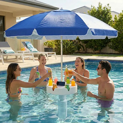 Floating Pool Umbrella with Bar and Base,Portable Pool Bar Table Umbrellas with CupHolder & Phone Stand, Floating PoolsideShade, Included Easy Carry Bag