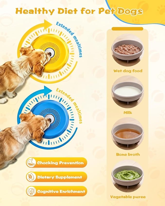 Slow Feeder Dog Bowl with Rolling Ball, Interactive Lick Bowl for Dogs & Cats Anti-Slip Silicone Lick Mat for Liquid Treat Wet Food Bone Broth