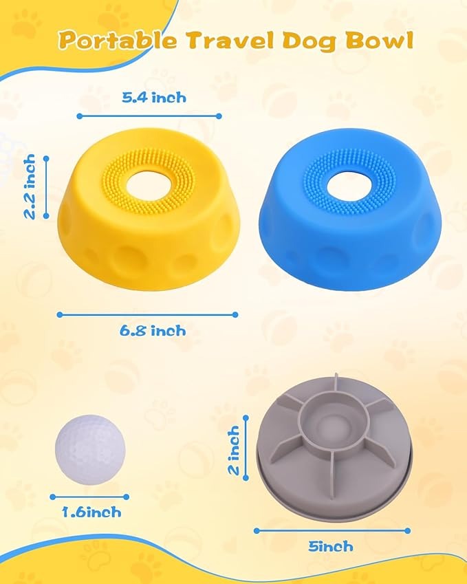 Slow Feeder Dog Bowl with Rolling Ball, Interactive Lick Bowl for Dogs & Cats Anti-Slip Silicone Lick Mat for Liquid Treat Wet Food Bone Broth