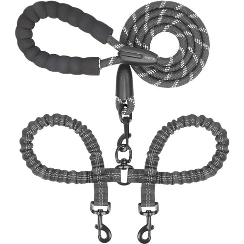 Dual Dog Leash - 360° Swivel, No Tangle Walking Leash with Shock Absorbing Bungee for Two Dogs (Large, 25-150 lbs)